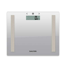 Salter Compact Body Analyser Bathroom Scales, Measure Weight BMI Body Fat Body Water, Ultra Slim Toughened Glass, 8 User Memory, Easy to Read Dig