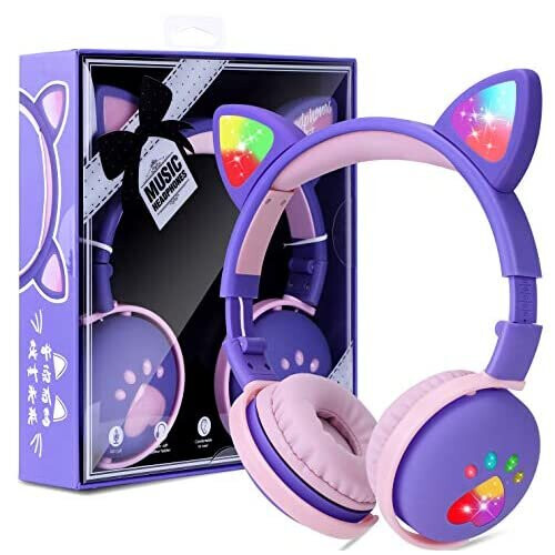 Kids Headphones Wireless Girls Cat Ear Bluetooth Headphones