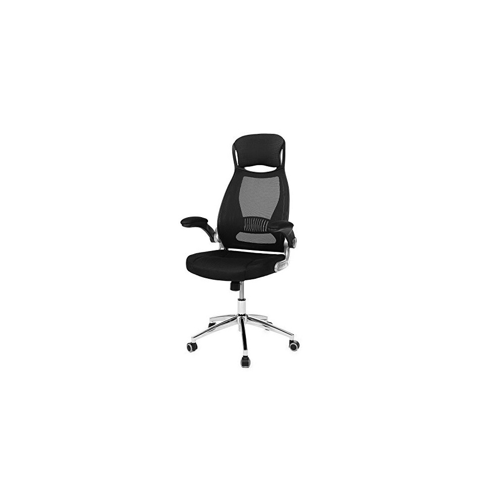 SONGMICS Office Chair High Back, Mesh Office Chair, Swivel Desk Chair, Flip up Armrests, OBN86BUK