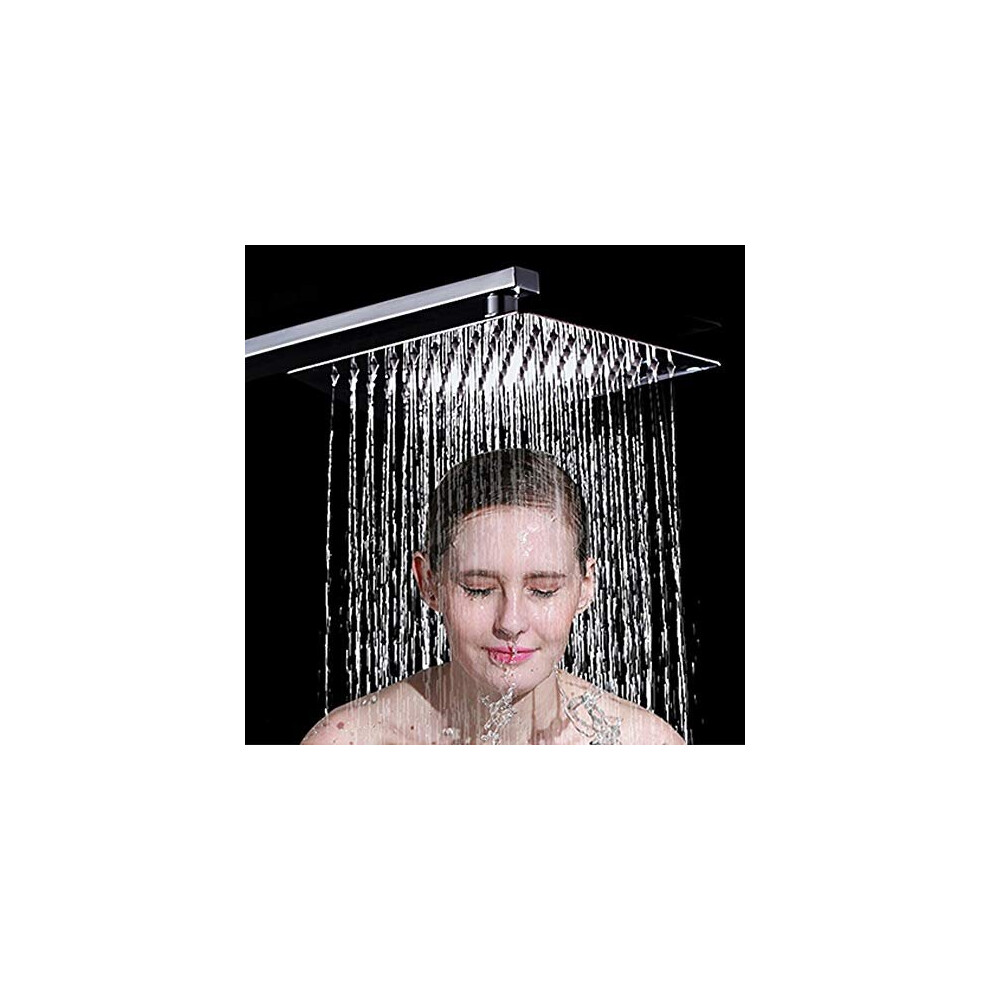 Large Square Rain Shower Head 304 Stainless Steel Ultra Thin Powerful High Pressure Top Spray Bathroom Rainfall Showerhead (12inch)-image-OPC-P8VG5H9-NEW
