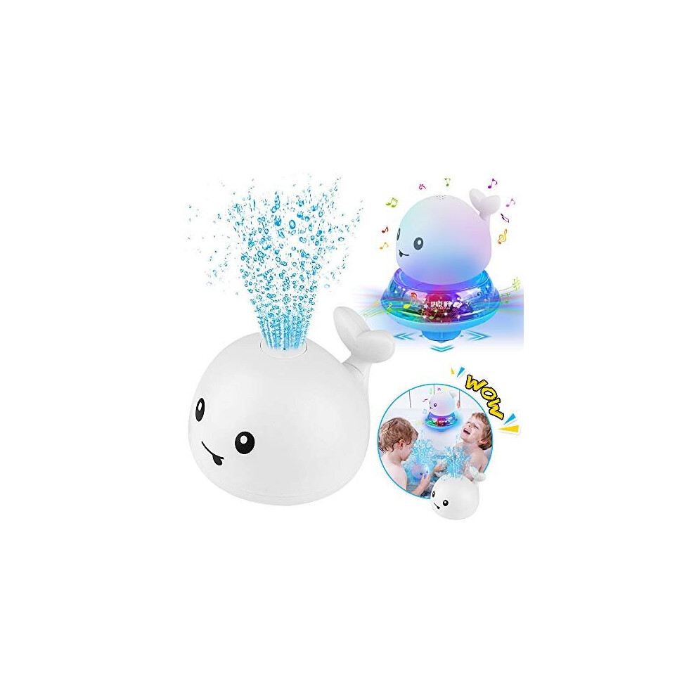 Upworld Bath Toys, Water Spray Toys 2 in 1 Automatic Electric Induction Whale Sprinkler Baby Bath Fun Toys, Bathtime Ball Toys with Flashing Light and