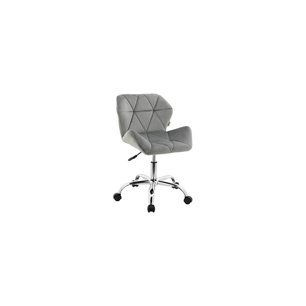 HNNHOME Modern Eris Padded Swivel Fabric Home Office Desk Computer Chair, Height Adjustable (Grey, Velvet)-image-OPC-P8VG5H7-NEW