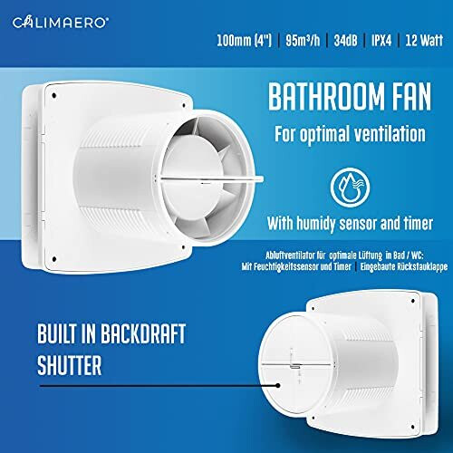calimaero BREEZE Bathroom Fan Extractor 100mm / 4 Inch Bathroom