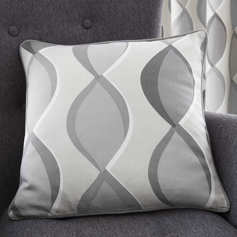 (Grey / Grey) Fusion Lennox 100% Cotton Piped Cushion Cover, 43 x 43 Cm