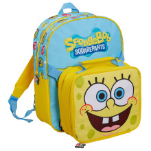 (One Size) SpongeBob SquarePants Backpack + Detachable Lunch Bag Boys Girls School Rucksack