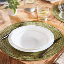 (6 Soup Bowls, White) Luminarc 18pc Black White Opal Glass Dinner Set