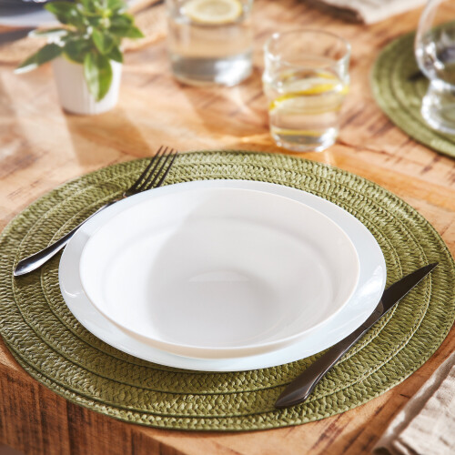 (6 Soup Bowls, White) Luminarc 18pc Black White Opal Glass Dinner Set