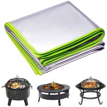 Fire Pit Mat 100x100cm Square Patio Grill Mat, Reusable BBQ Fireproof Mat for Decking, Grass, Lawn