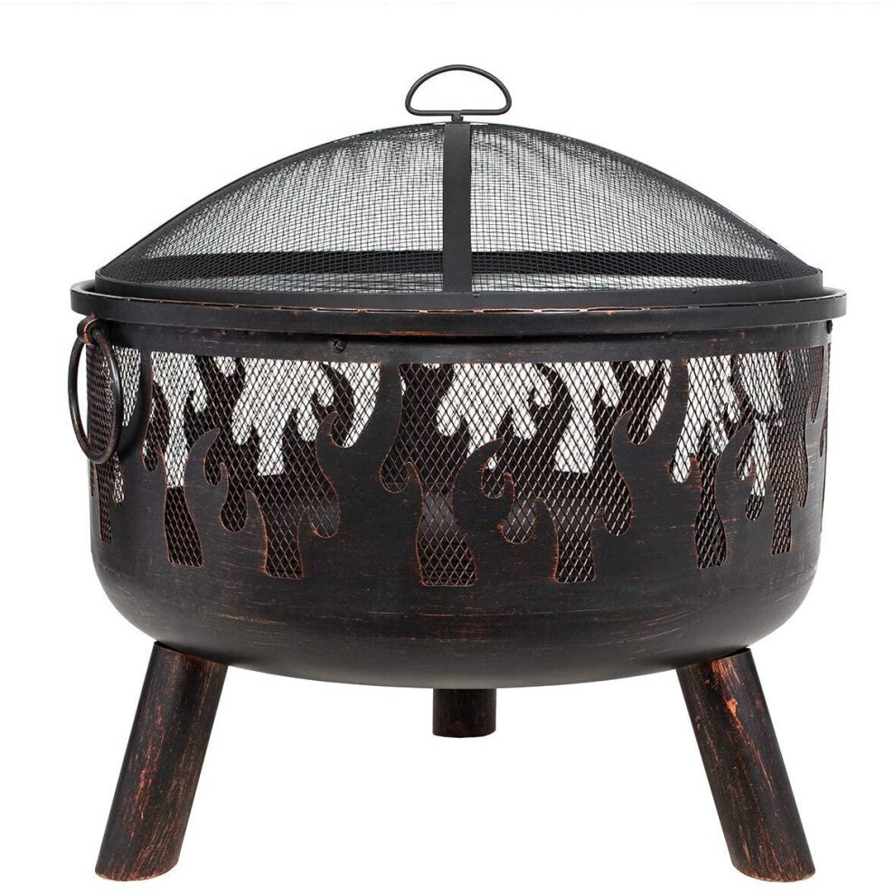 La Hacienda Wildfire Steel Firepit-Bronze Effect Outdoor Heating, Black