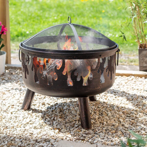 La Hacienda Wildfire Steel Firepit-Bronze Effect Outdoor Heating, Black 1