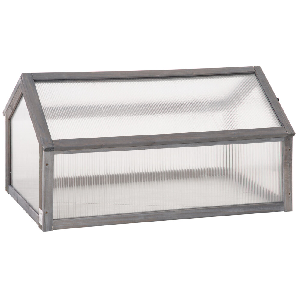 Outsunny Wooden Cold Frame Greenhouse Polycarbonate Grow House Grey