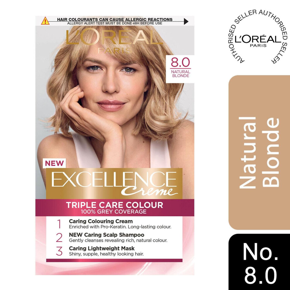 L’oréal Paris L'oreal Paris Excellence Creme Permanent Hair Dye, 8 Natural Blonde