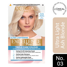 L'Oreal Excellence Creme Permanent Hair Dye, 03 Ultra-Light Ash Blonde