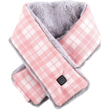 (Pink/White) Electric Heated Scarf Winter Neck Warmer USB For Men/Women