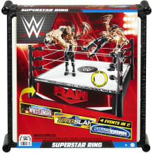 Mattel WWE Superstar Ring Playset met Veer-Loaded Mat, Pro-Tension Touwen & 4 Evenement Stickers, 14-inch