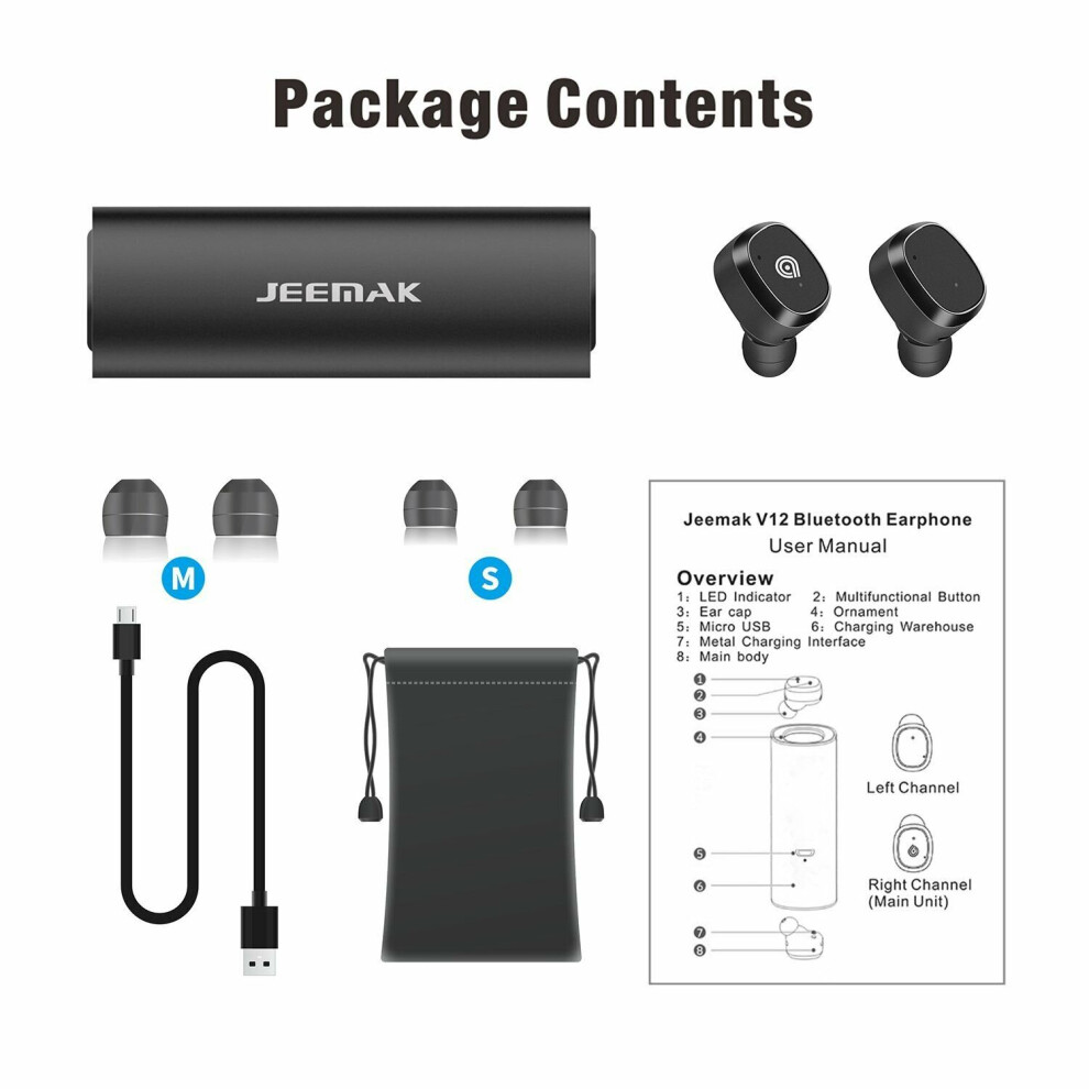 Wireless Earphone Bluetooth, Earbuds Bluetooth V4.2 Built-in Mic-image-OPC-P8VGFG9-NEW