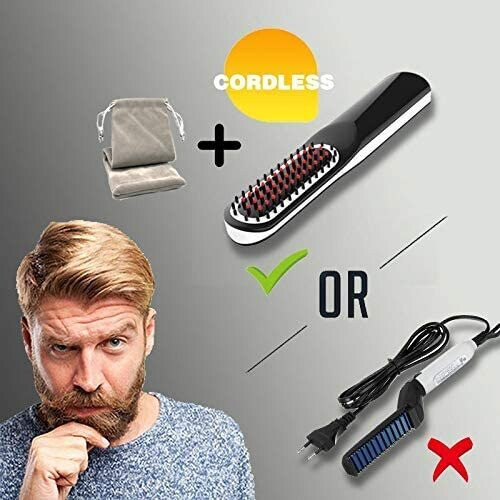 VIKICON Cordless Beard Straightener & Comb - Ionic Heat Technology, Temperature Control, Auto Shutoff, Travel Ready 1