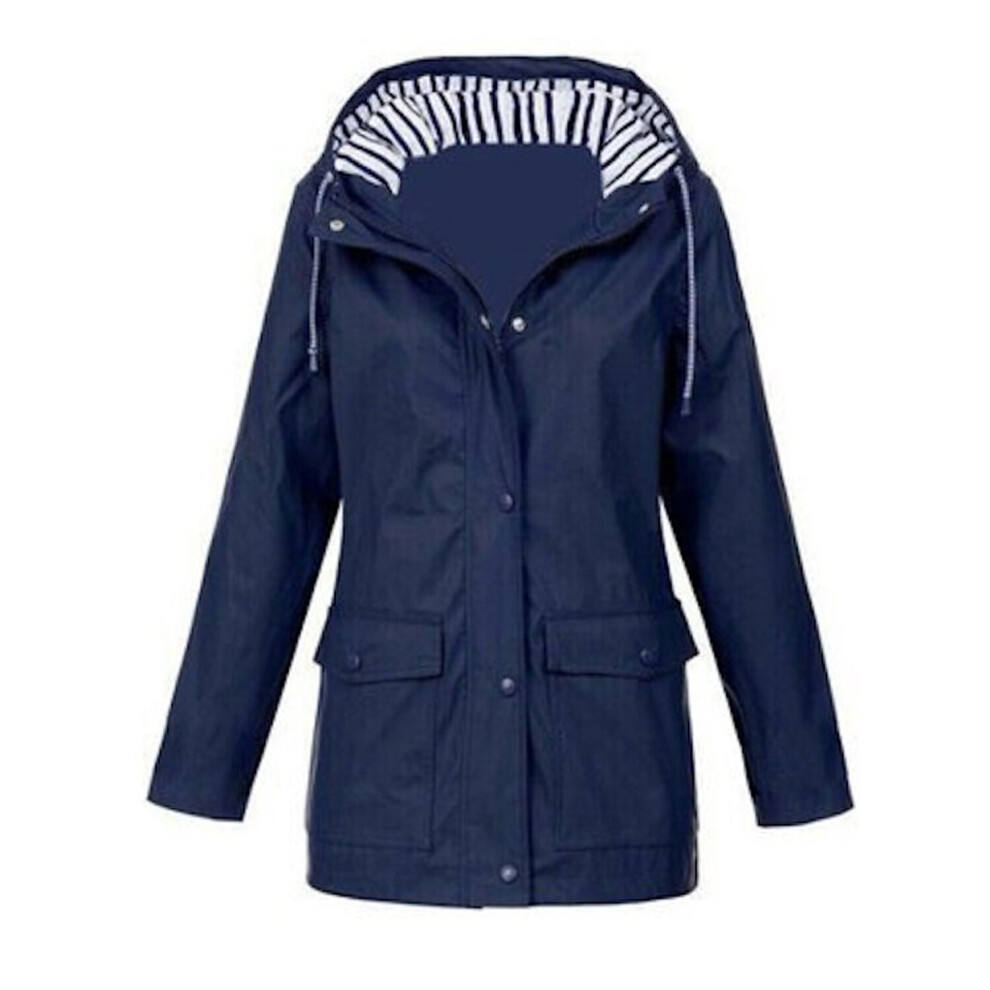 (Navy, L) Women's Rain Jacket