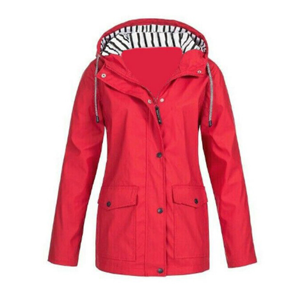 (Red, 4XL) Women's Rain Jacket