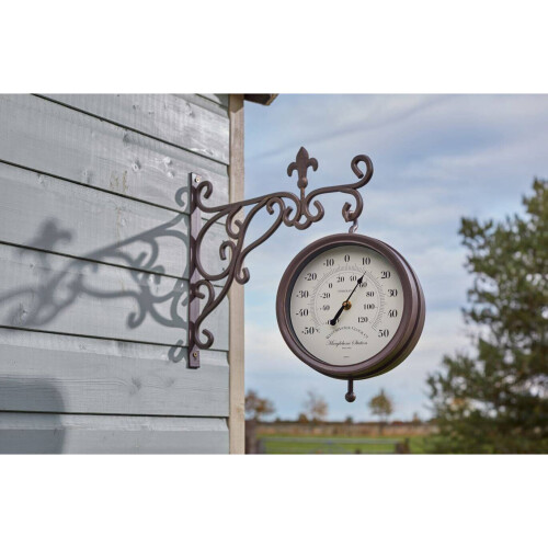Smart Garden Marylebone Station Wall Clock 8" Thermometer Double Sided 563010 1