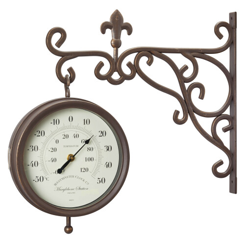 Smart Garden Marylebone Station Wall Clock 8" Thermometer Double Sided 563010 2