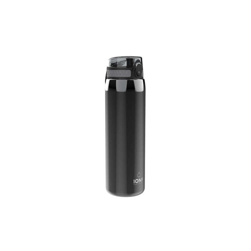 (Grey) Ion8 Leak Proof 1 litre Sports Water Bottle, Stainless Steel, 1200ml