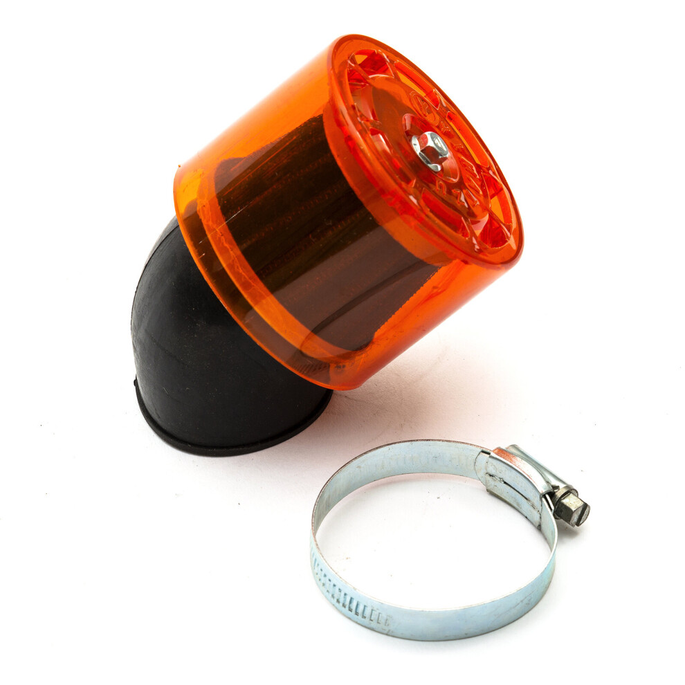 48Mm Pitbike Air Filter Performance Mushroom Angled Neck With Cover Orange 5055583092619