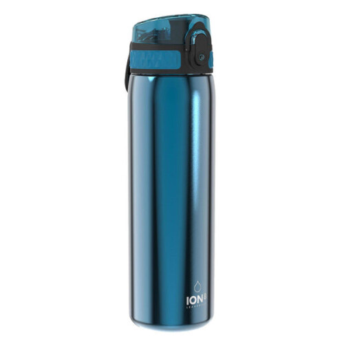 (Blue) Ion8 Leak Proof Slim Water Bottle, Stainless Steel, 600ml