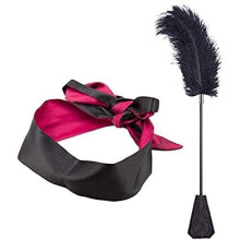 Feather Spanking Crop and Tickler with Fusia Satin Eye mask