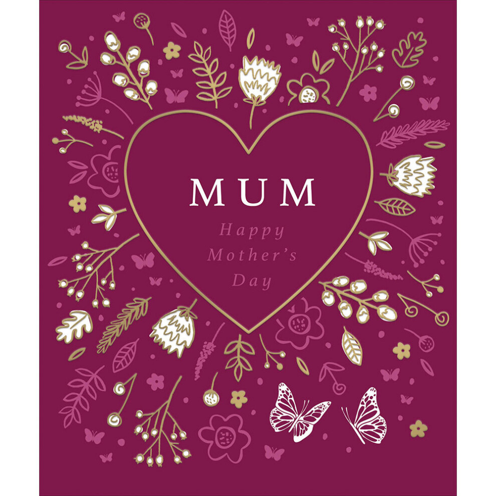 Gold Foiled Heart Mum Happy Mother's Day Greeting Card Mothers Day Cards