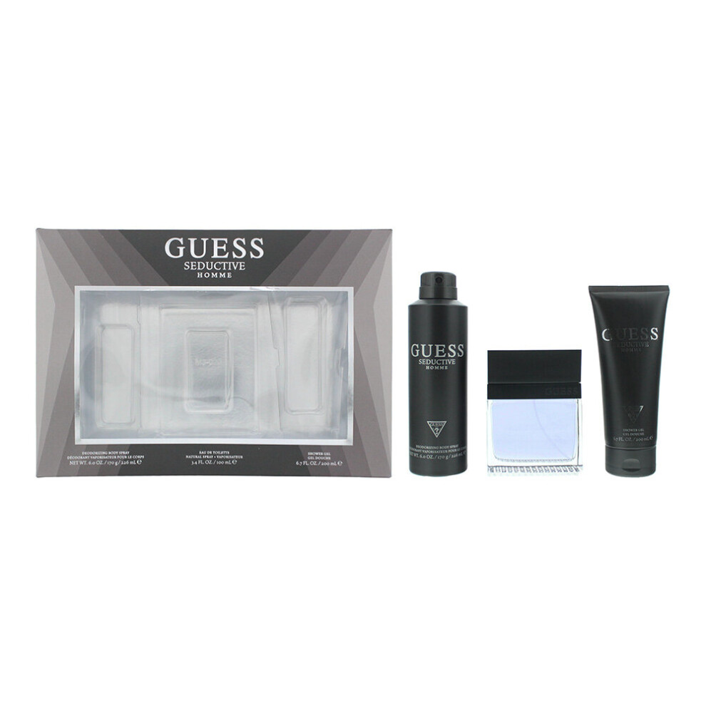 Guess Seductive Homme Eau De Toilette 3 Piece Gift Set: Eau De Toilette 100ml - Deodorant Spray 226ml - Shower Gel 200ml For Him