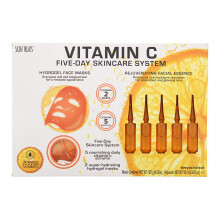 Skin Treats Vitamin C Five-Day Skincare System 7 Pieces Gift Set: 2 x Hydrogel Face Mask 120g - 5 x Essence Ampoul For Her