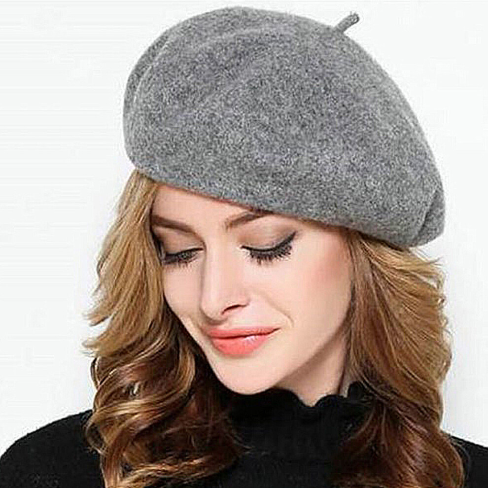 (Grey, S) Classic Wool Beret