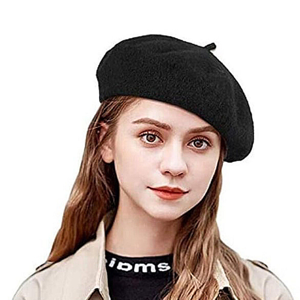 (Black, M) Classic Wool Beret