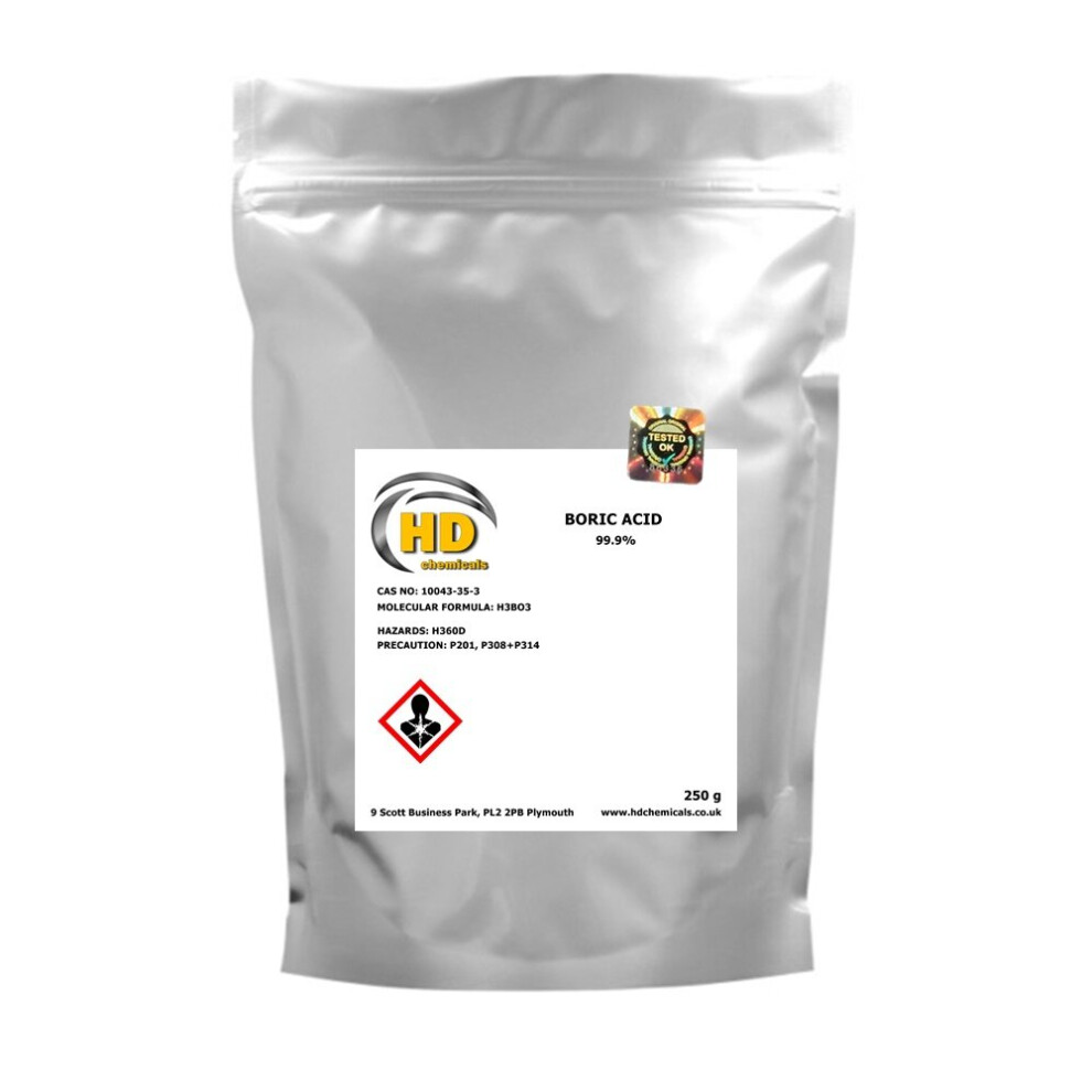 (250g Alubag) Boric Acid 99.9% Pure Kills Ants Fleas Cockroaches