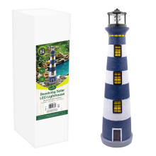 GardenKraft 13630 Solar Revolving LED Lighthouse / Blue and White