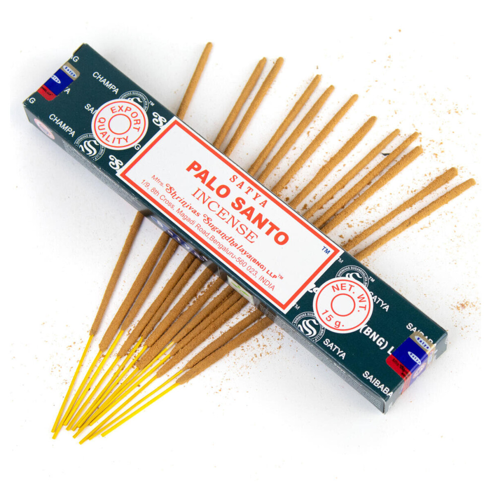 Satya Palo Santo Nag Champa Incense - 15G, Hand-Rolled, 12-15 Sticks, Original Sai Baba (400989)