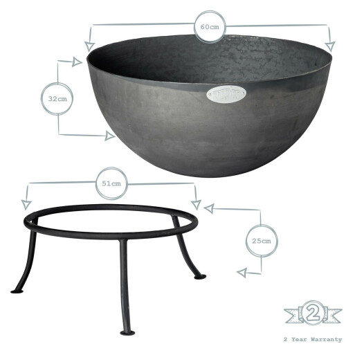 Modern 60cm Round Fire Bowl Fire Pit BBQ Outdoor Camping Barbecue 1
