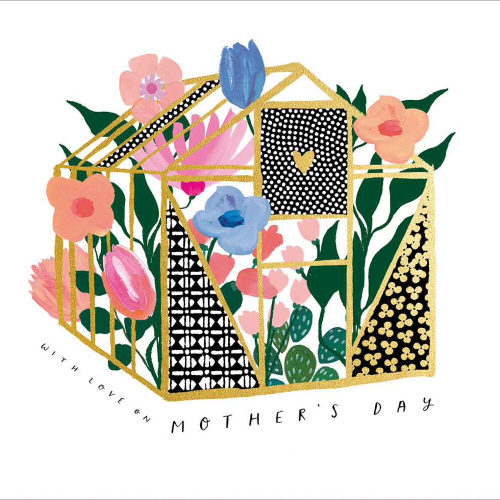 Woodmansterne Floral Greenhouse Foiled Mother's Day Greeting Card Beautiful Mothers Day Cards Gold