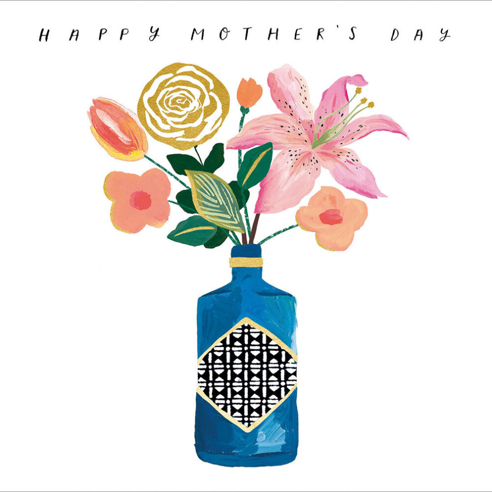 Woodmansterne Flowers In A Bottle Foiled Mother's Day Greeting Card Beautiful Mothers Day Card Gold
