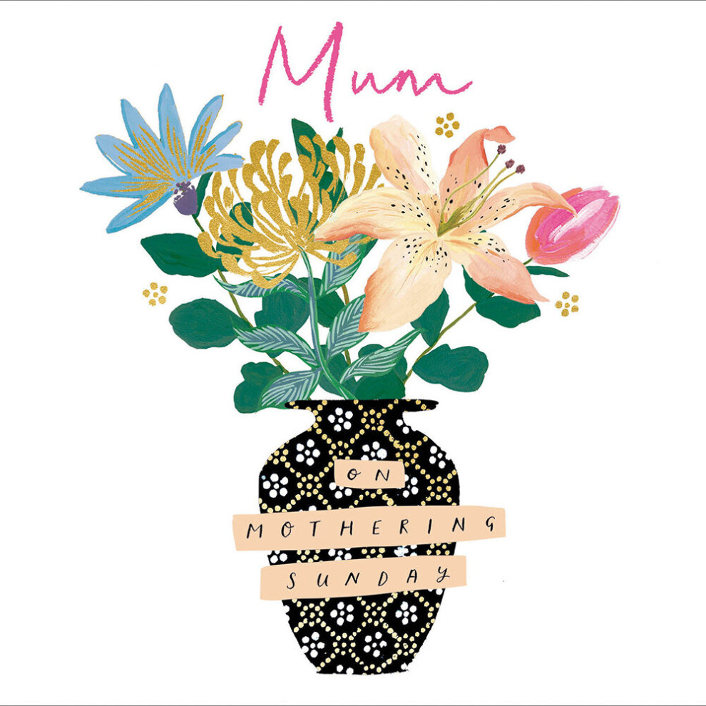 Woodmansterne Mum On Mothering Sunday Foiled Mother's Day Greeting Card Mothers Day Cards Gold