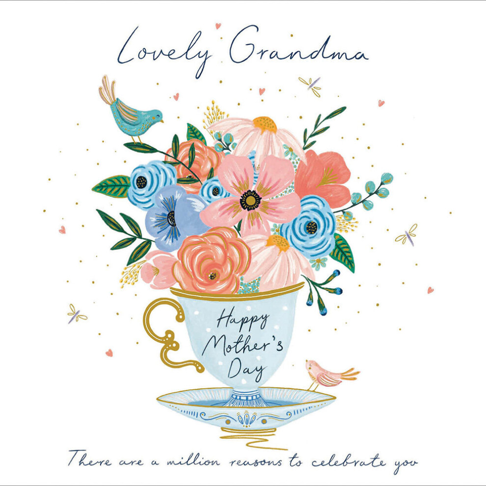 Woodmansterne Lovely Grandma Floral Foiled Mother's Day Greeting Card Mothers Day Card Gold