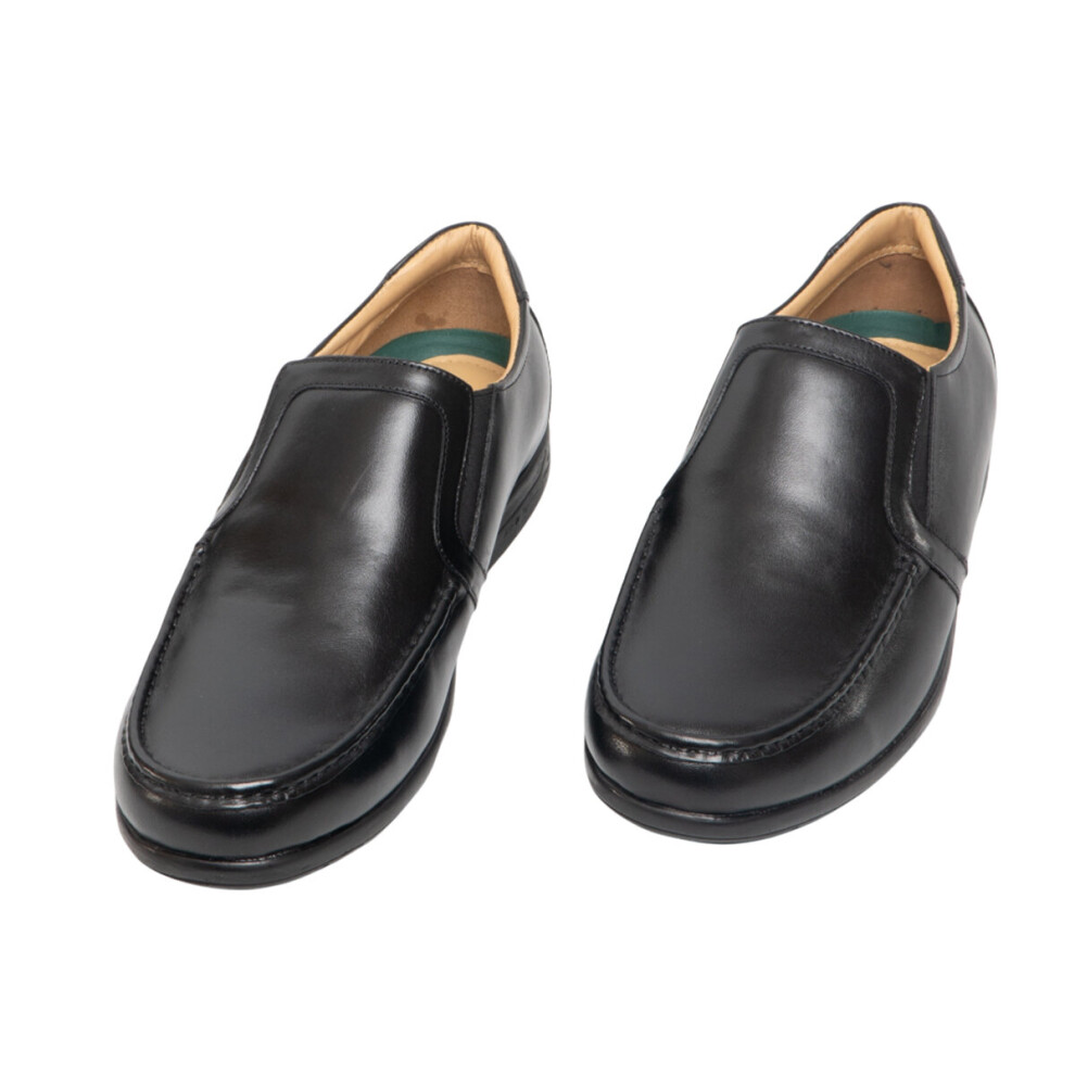 (15 UK, Black) Roamers Mens Leather XXX Extra Wide Twin Gusset Casual Shoe