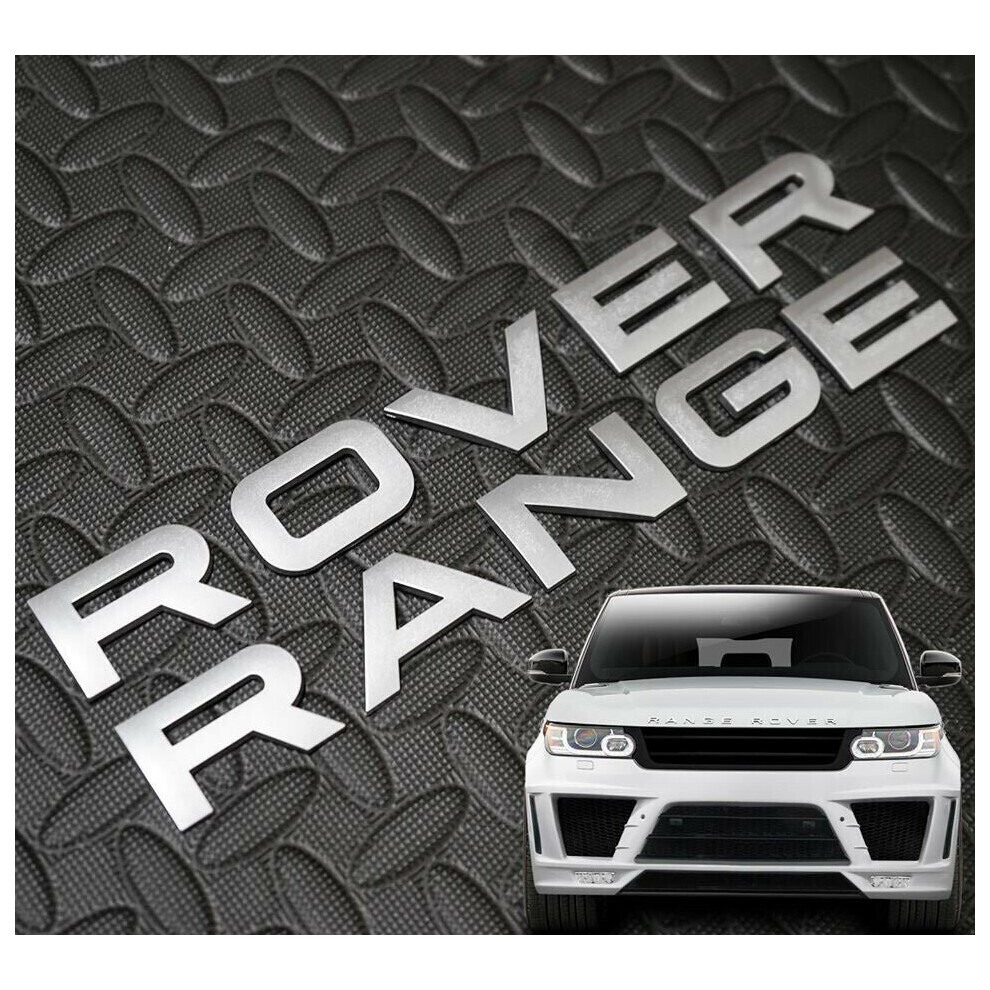 RANGE ROVER Matt Silver Lettering Badge Emblem Front Or Rear For Vogue Sport Evoque