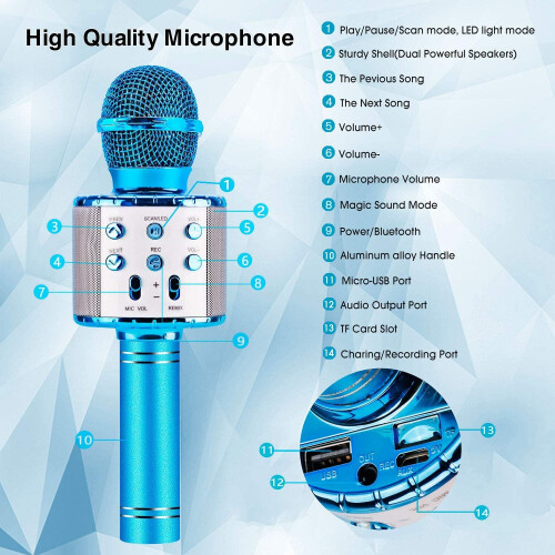 ShinePick Karaoke Bluetooth Microphone 5 in 1 Recording Singing