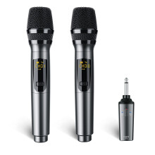 Rechargeable Wireless Microphone,LEKATO Dual Wireless Microphones Metal Cordless Handheld Professional Singing Microphones Set Karaoke Mic for Singing