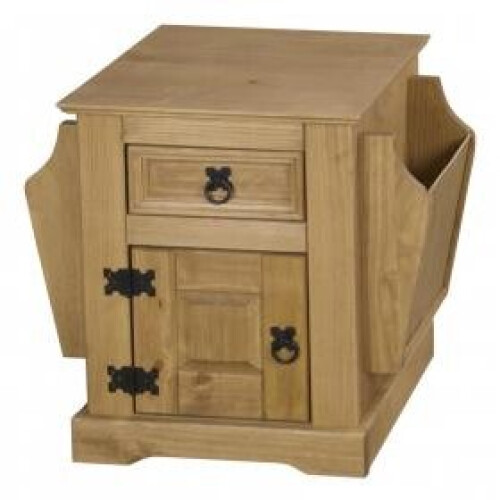 Corona Magazine Rack Lamp Table Solid Wood Pine
