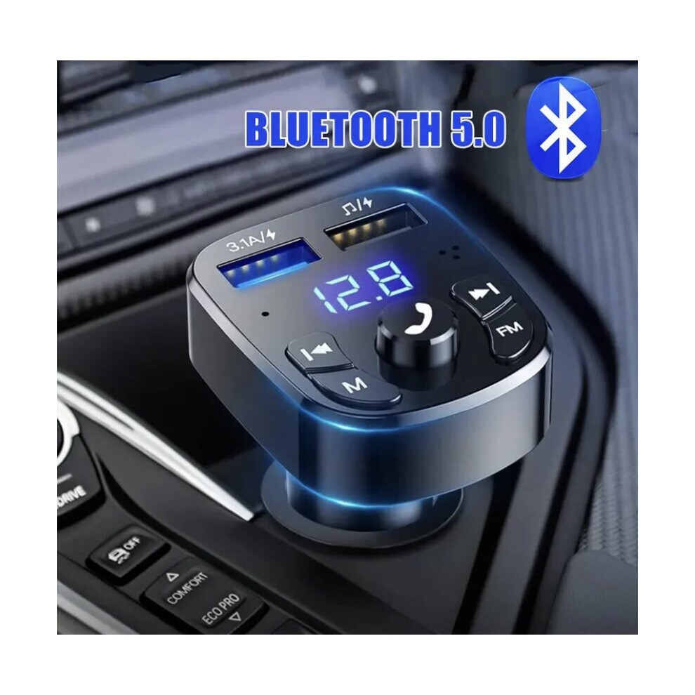 Fm Transmitter, Car Bluetooth 5.0 Wireless Mp3 Player Usb Fast Charger 784112503498