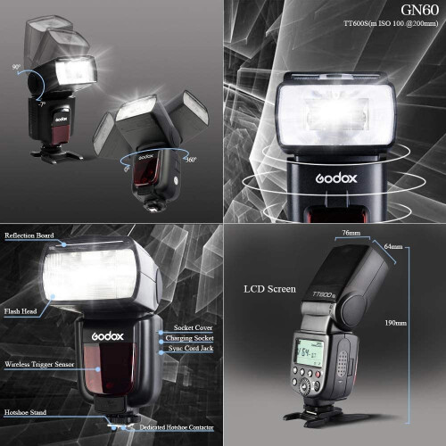 Godox 2 flash TT600S con kit de disparo para cámaras Sony, HSS GN60 2