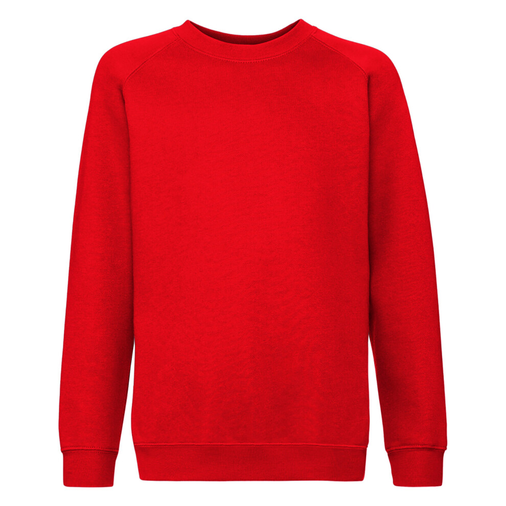 (14-15, Red) Fruit Of The Loom Childrens/Kids Unisex Raglan Sleeve Sweatshirt